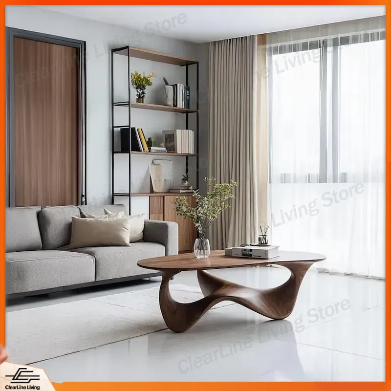 Sustainable Living Home - Moderner Massivholz-Couchtisch Handgefertigte Natürliche Basis Langlebige